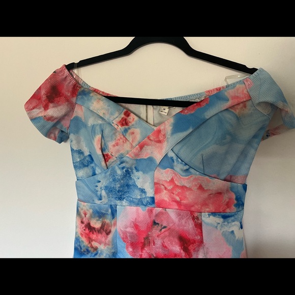 Floral Off Shoulder Sweetheart Neck Mini Dress - Picture 4 of 4